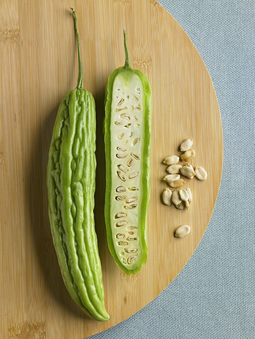 Whole and Half and Bitter Melon with Bitter Melon Seeds