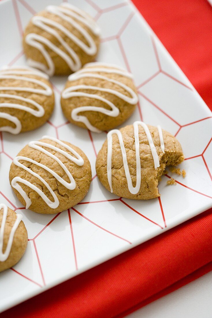 Gingerbread Cookies with Icing; One Bitten