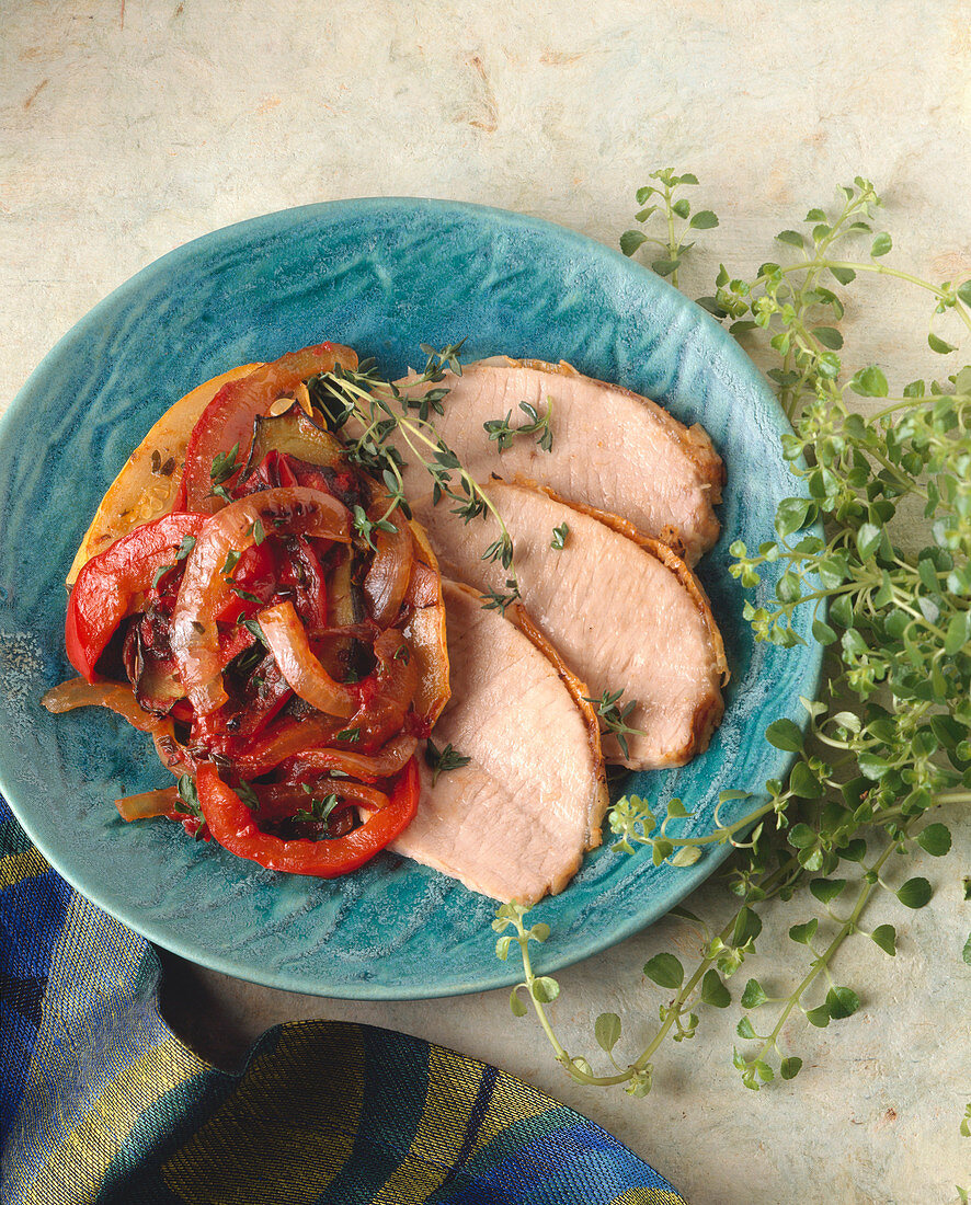 Roasted Pork Slices with Ratatouille