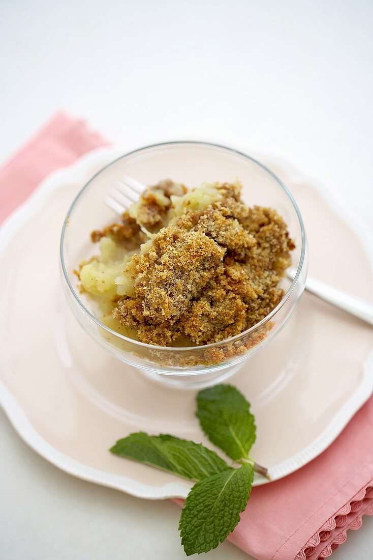 Bowl of Apple Crisp, From Above