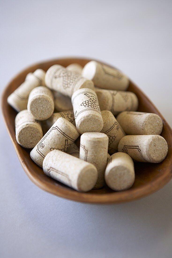 Wooden Dish of Wine Corks