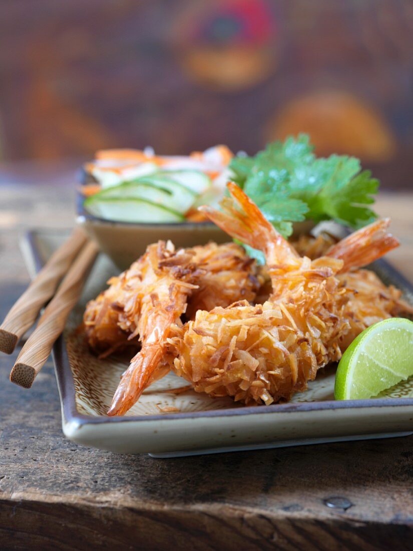 Coconut-coated shrimps