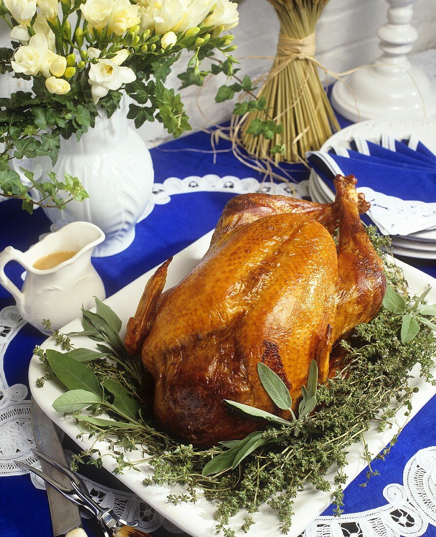 Whole Roast Turkey on a Platter