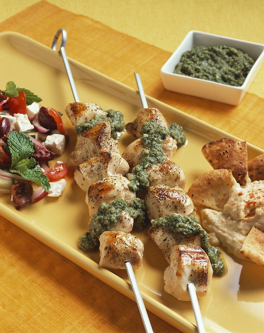 Chicken Skewers with Pesto