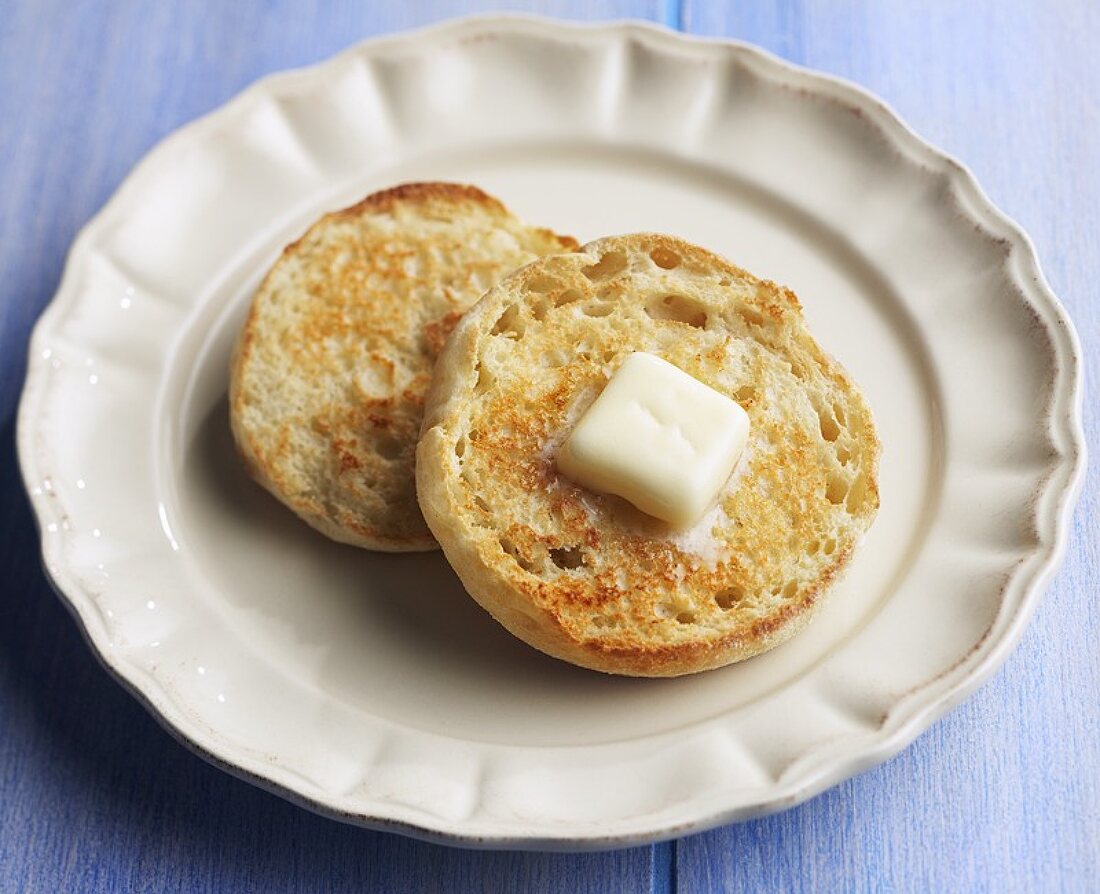 A Toasted English Muffin with Butter