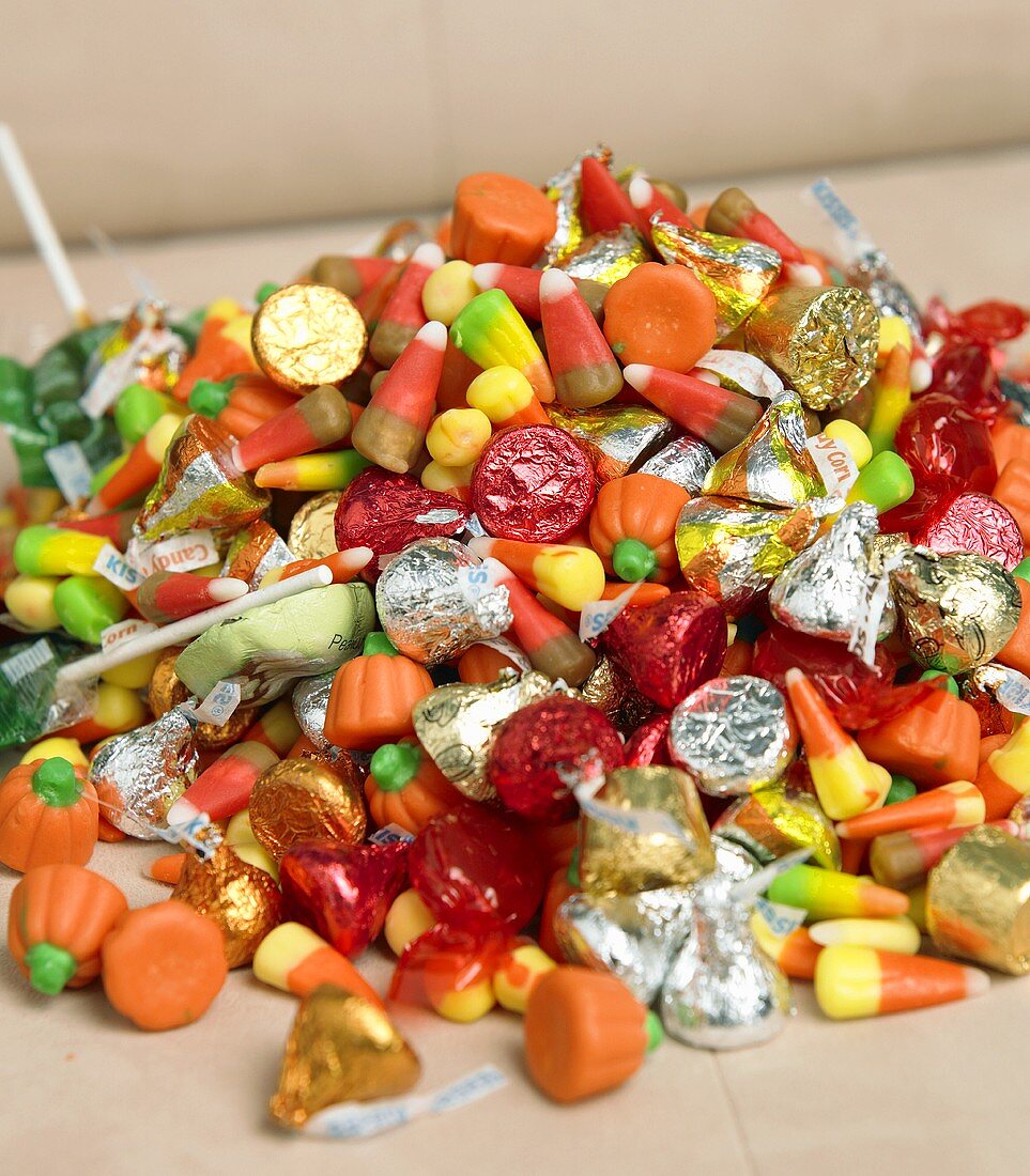 A Pile of Assorted Halloween Candy