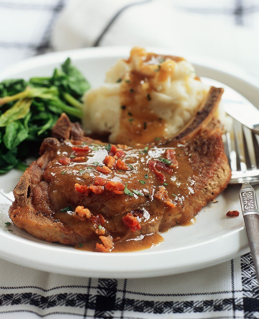 Slow Cooked Smothered Pork Chops with Mashed Potatoes