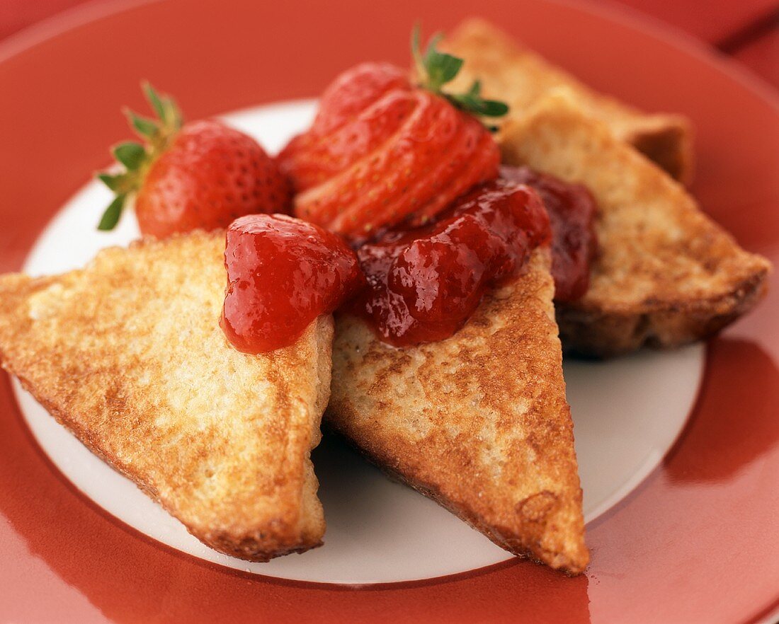 French Toast with Strawberries and Jam