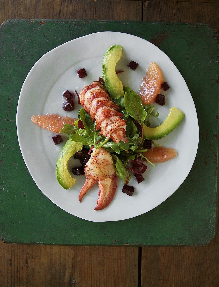 Lobster and Avocado Salad with Beets 