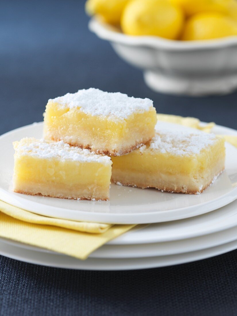 Lemon Squares on Stacked Plates