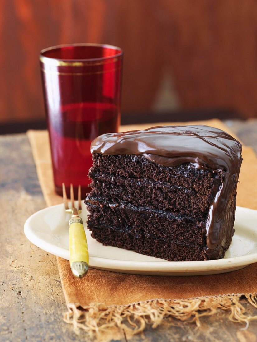 Slice of Triple Chocolate Cake