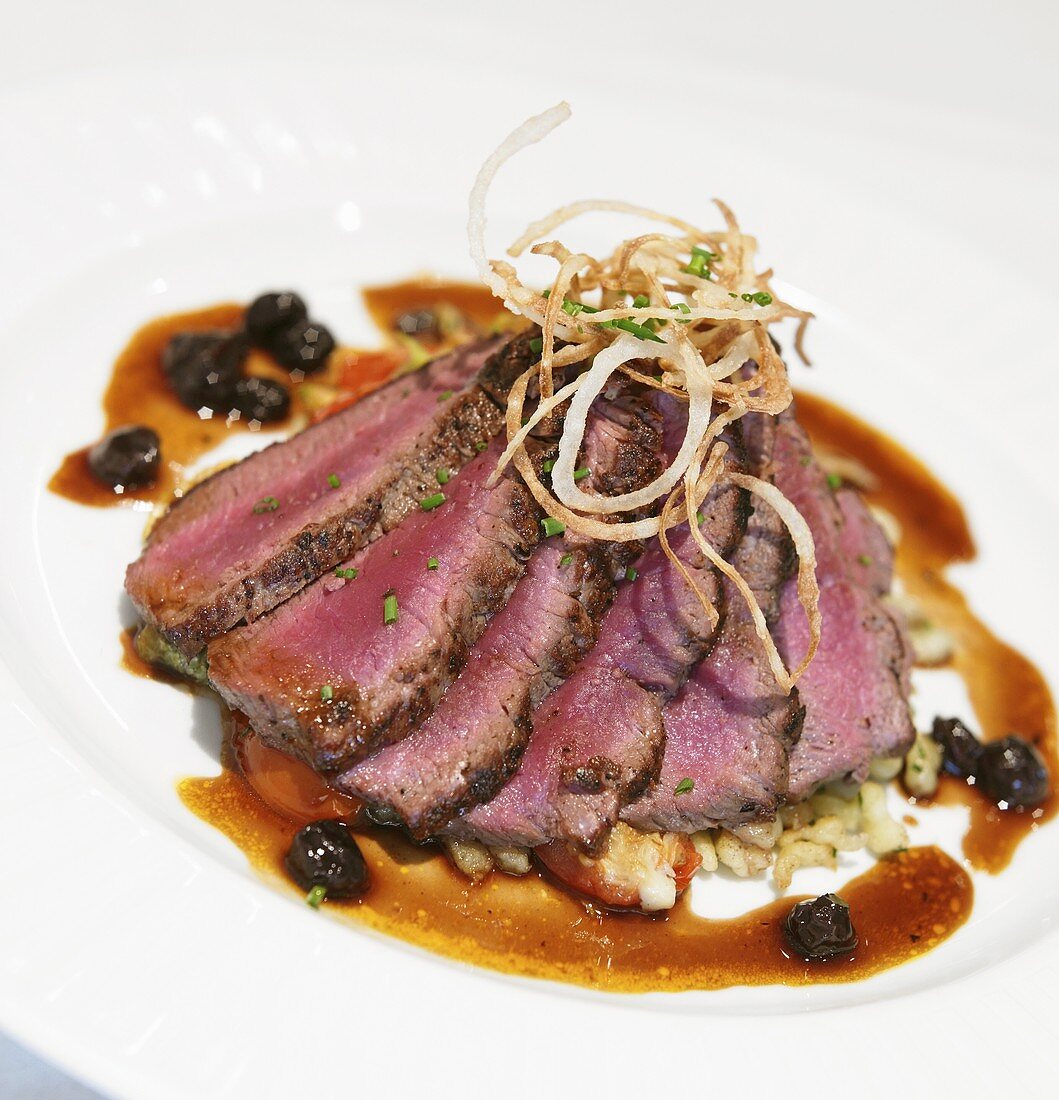 Sliced Venison with Spaetzle 