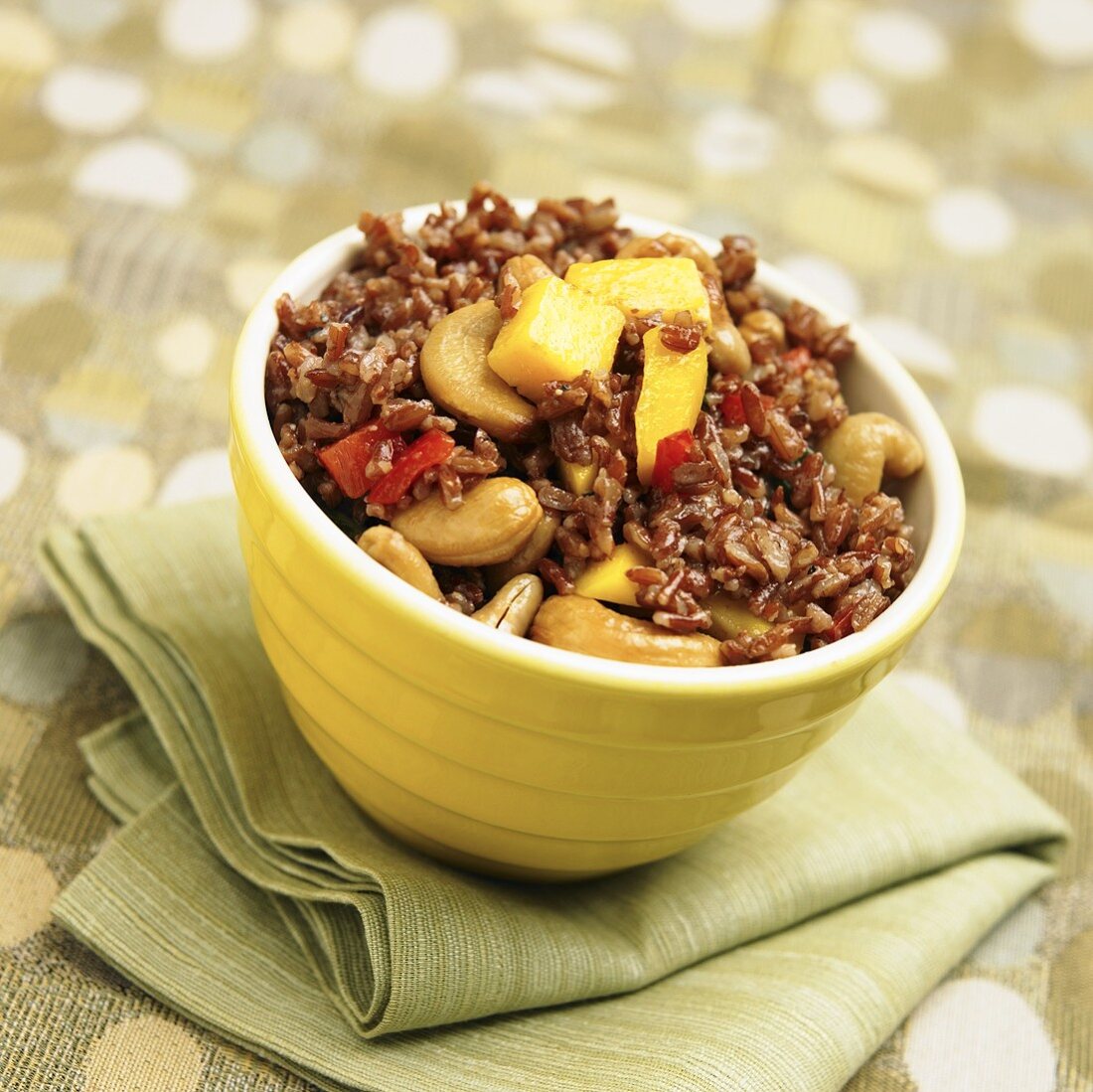 Bowl of Wild Rice with Mango and Cashews