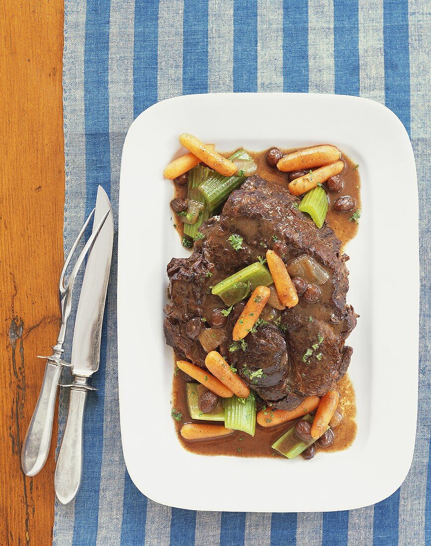 Beef Stew on a White Dish