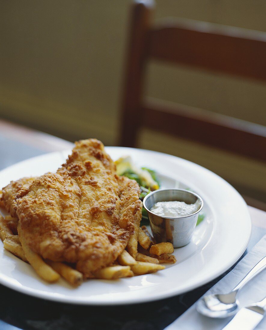 Fried Fish and Chips on a Plate