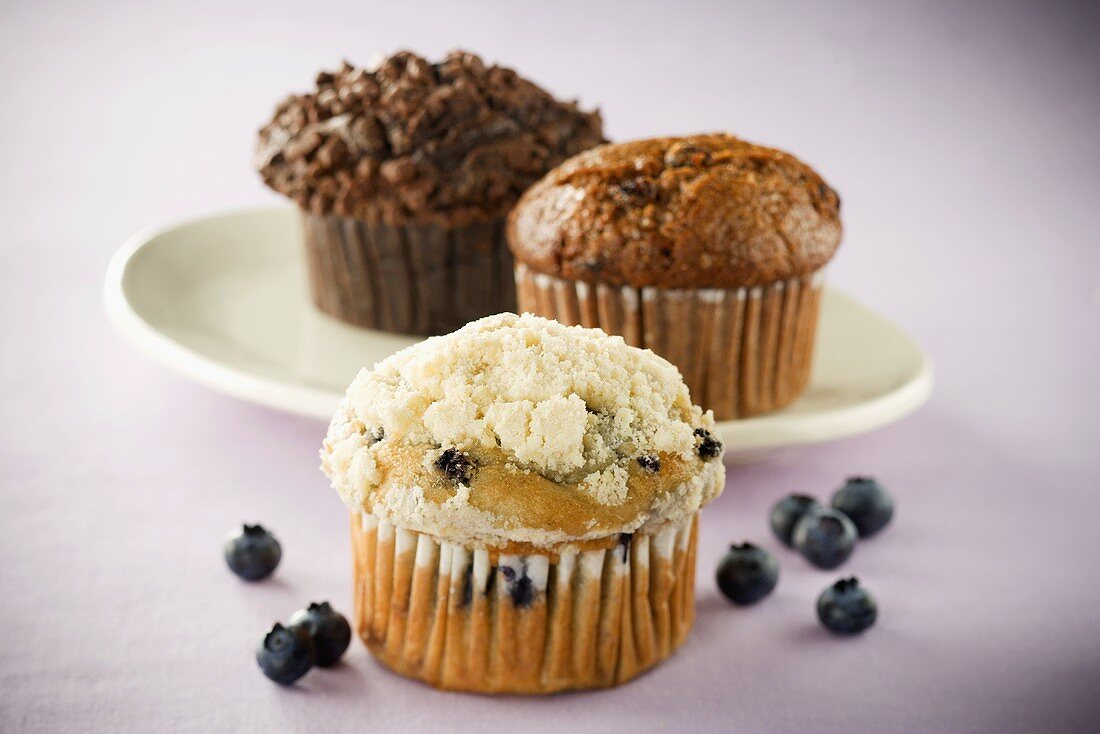 Three Assorted Muffins, Blueberry Muffin