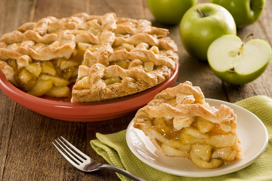 Lattice Apple Pie with Granny Smith Apples, Slice Removed