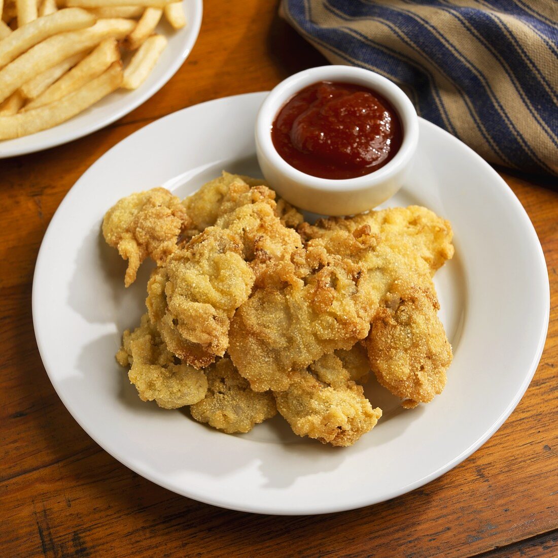 Fried Oysters Battered with Cornmeal; Cocktail Sauce