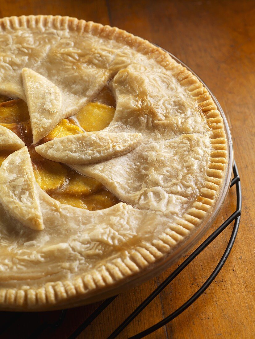 Peach Pie on a Cooling Rack