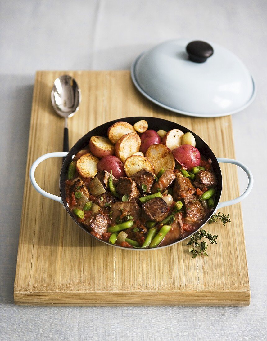 Lamb Stew with Potatoes in a Pot