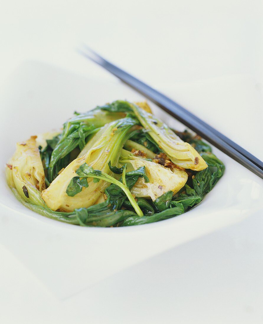 Asian Style Bok Choy with Chopsticks