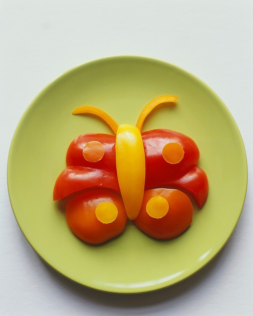 Butterfly Made from Red and Yellow Bell Pepper