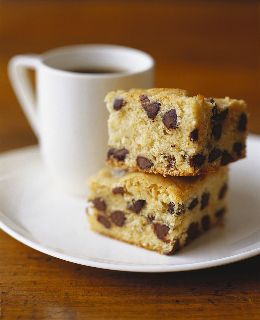 Chocolate Chip Coffee Cake with Cup of Coffee