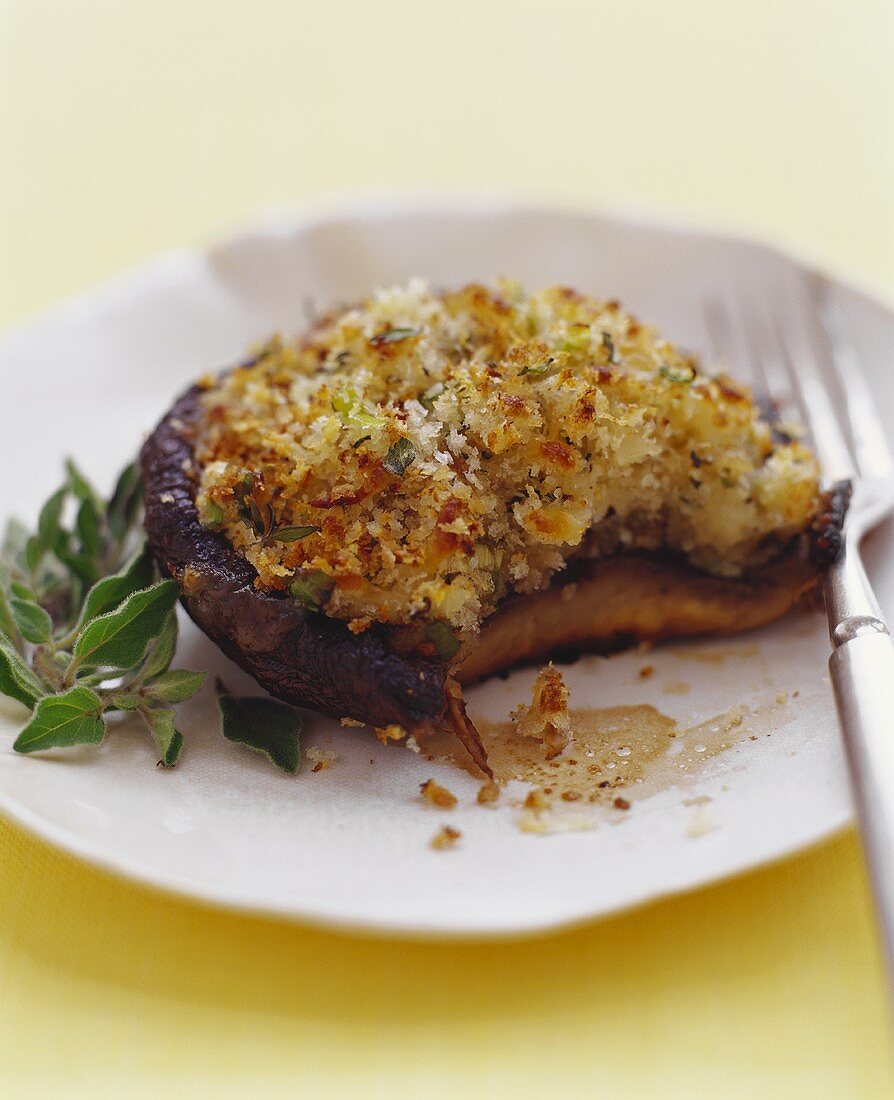 Stuffed Portobello Mushroom; Piece Removed