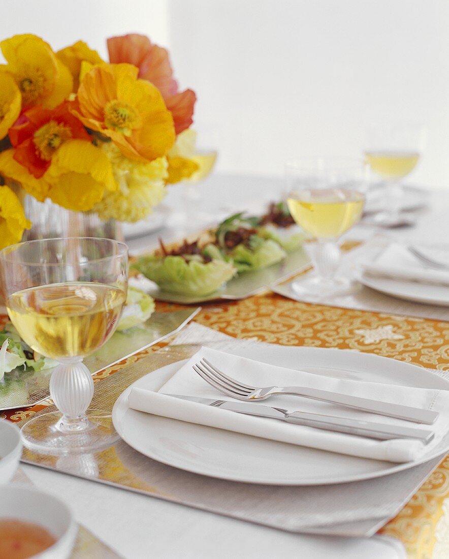 Set Table with White Wine