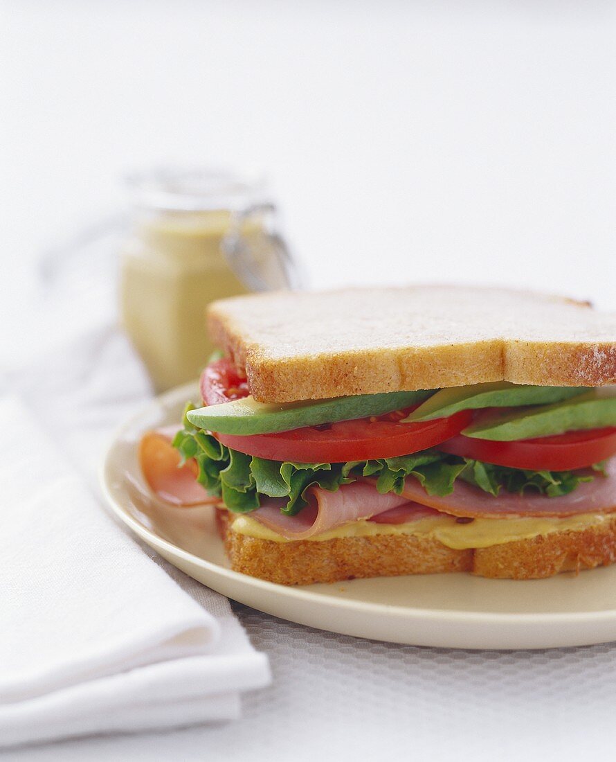 Ham, Lettuce, Tomato and Avocado Sandwich