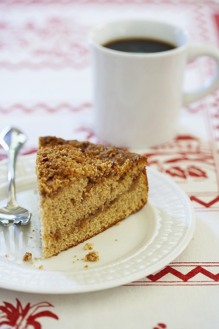 A Slice of Coffee Cake with Coffee