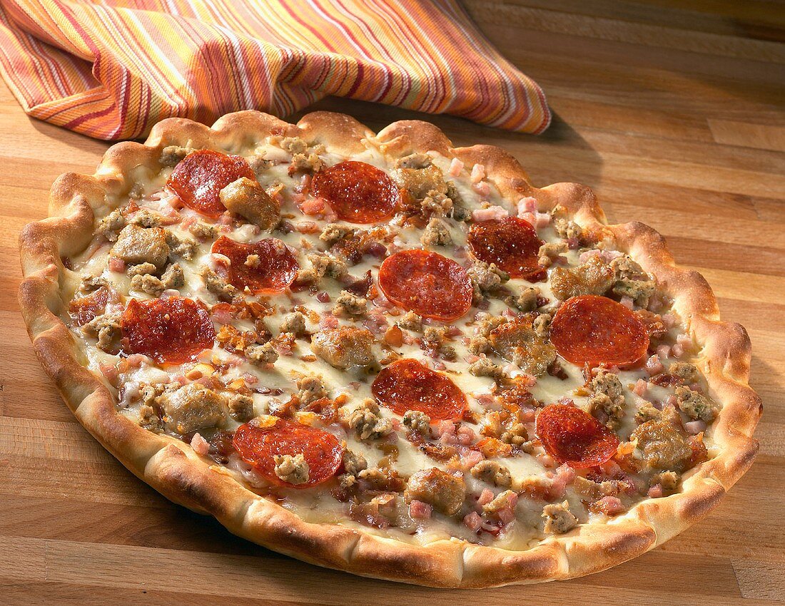 Loaded Meat Pizza; Pepperoni, Sausage and Ham