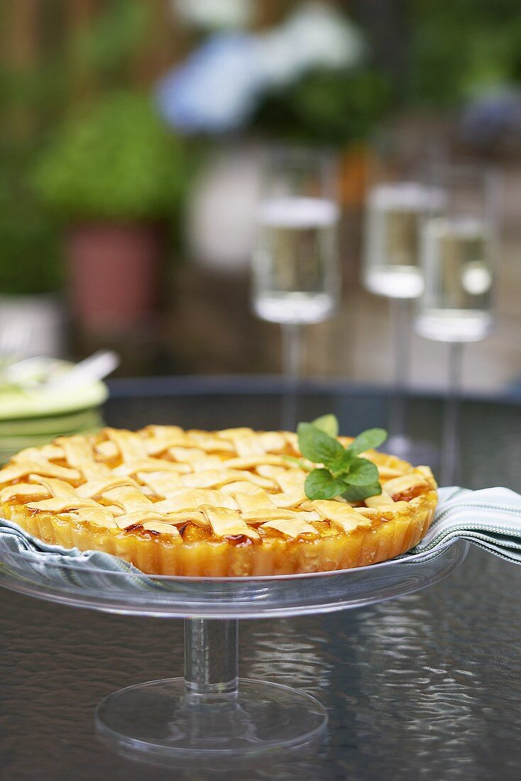 Apricot Crostata on Outdoor Table