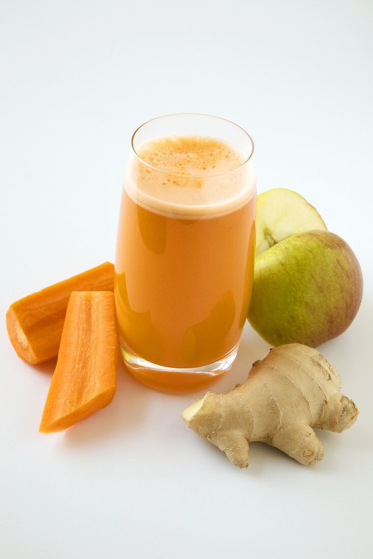 Glass of Carrot Juice with Ingredients