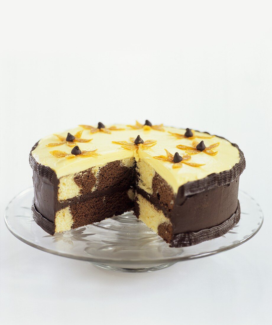Brown Eyed Susan Cake with Slice Removed