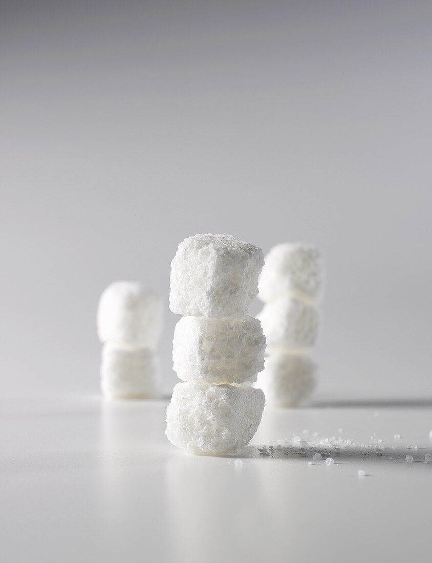 Three Towers of Three Stacked Sugar Cubes