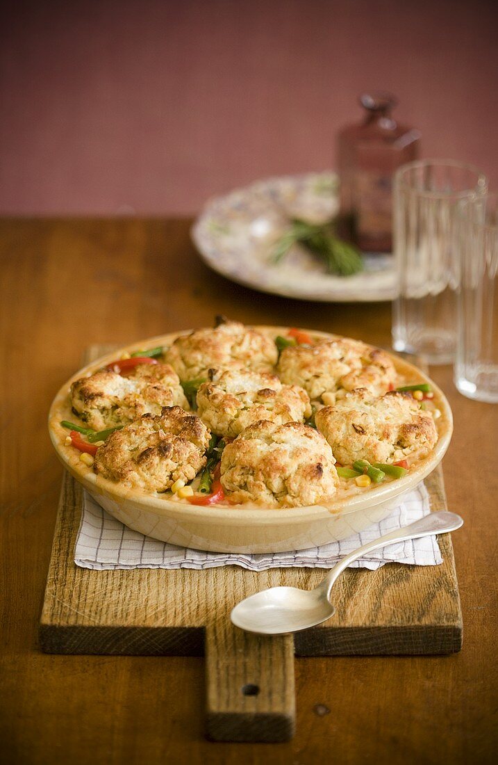 Turkey Pot Pie with Polenta Biscuit Topping