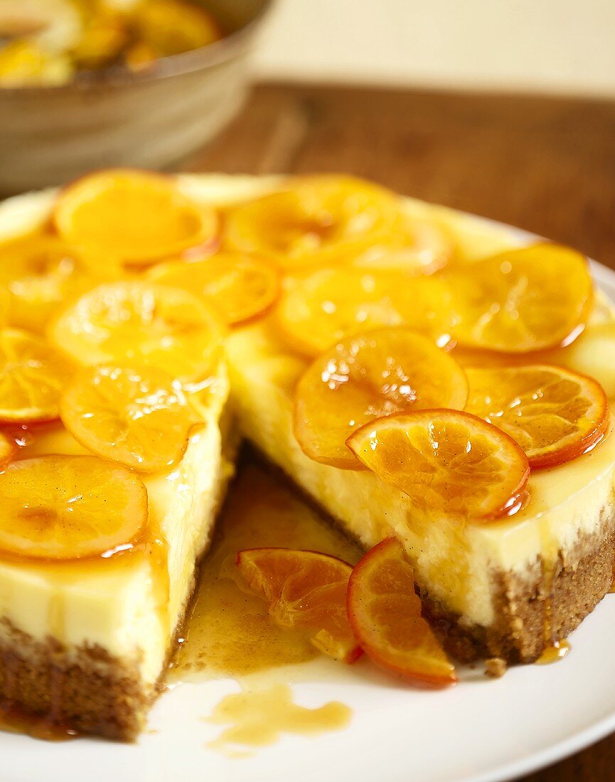 Cheesecake mit karamellisierten Orangen