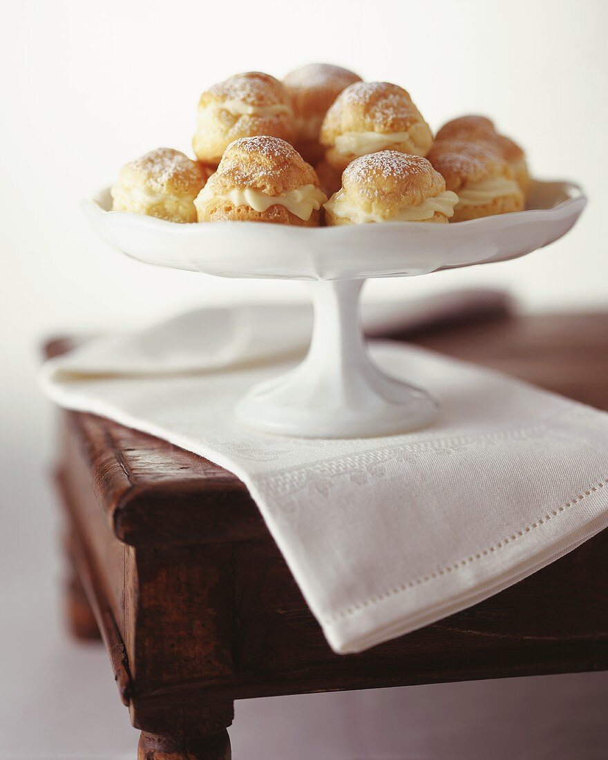 Cream Puffs on a Pedestal Dish