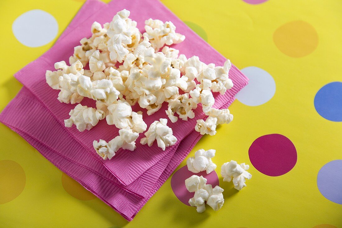 Popcorn on Pink Napkins