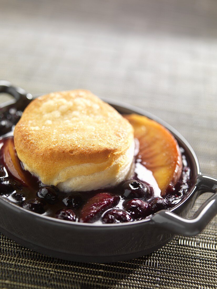Individual Blueberry and Nectarine Cobbler