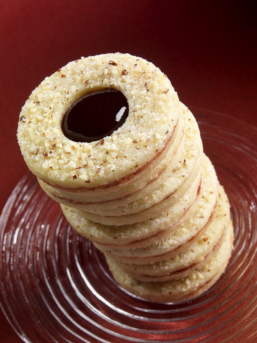 Stack of Raspberry Linzor Cookies