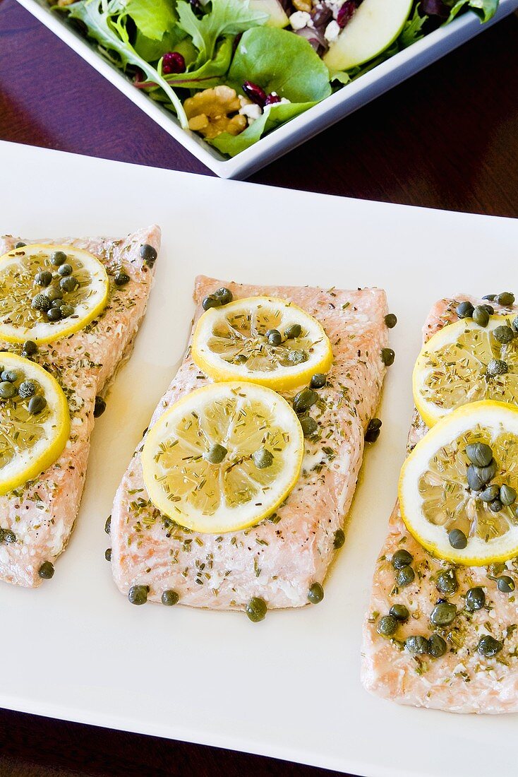 Baked Salmon with Lemons and Capers