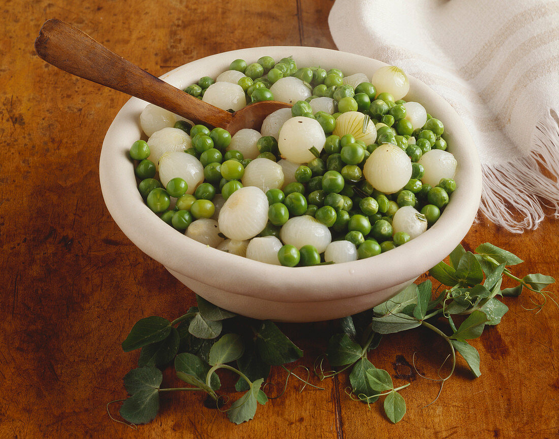 Bowl of Peas and Pearl Onions