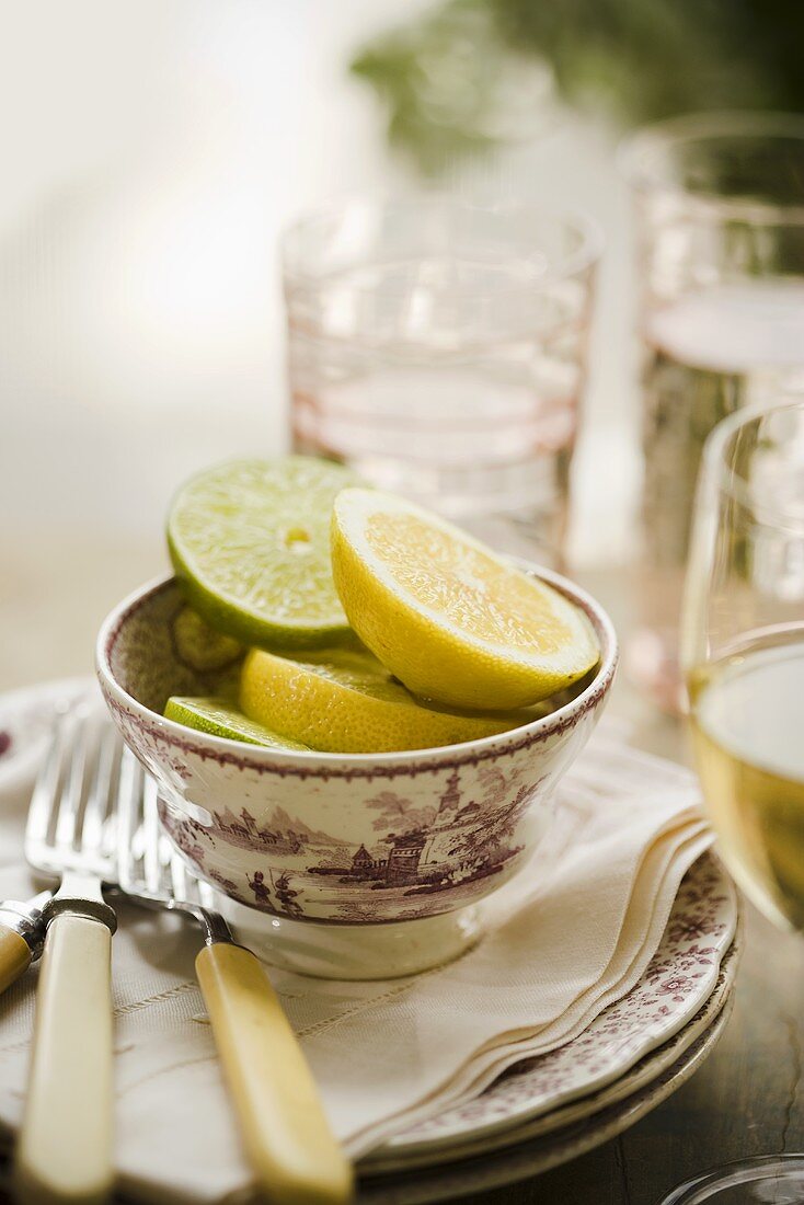 Small Bowl of Lemon and Lime Slices