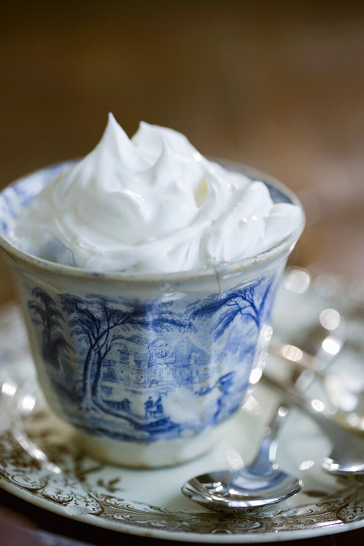 Whipped Cream in a Small Bowl