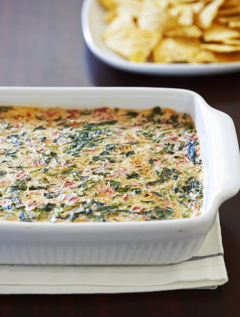 Baked Spinach Dip in Casserole Dish