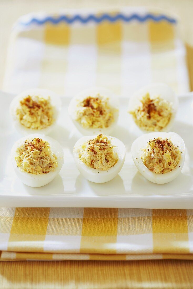 Crabby Deviled Eggs; Deviled Eggs with Crab Meat