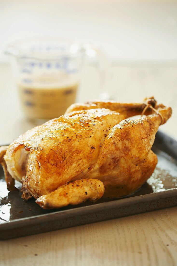 Whole Roast Chicken on Baking Pan