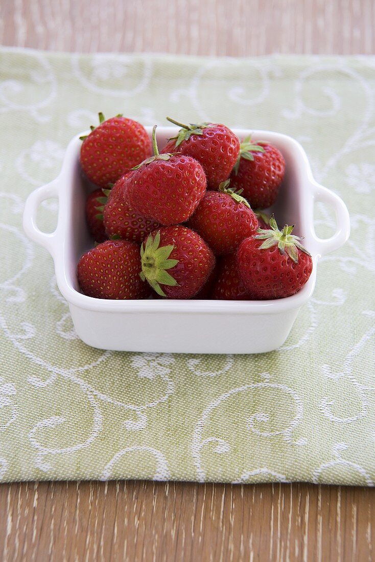 Fresh Strawberries in a Square Dish